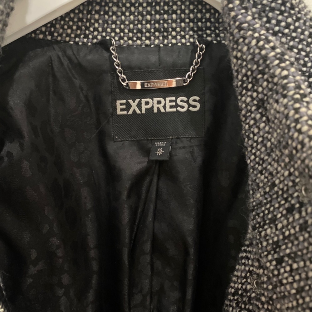 Express Tweed Cocoon Coat Blk/Wht - Picture 3 of 8